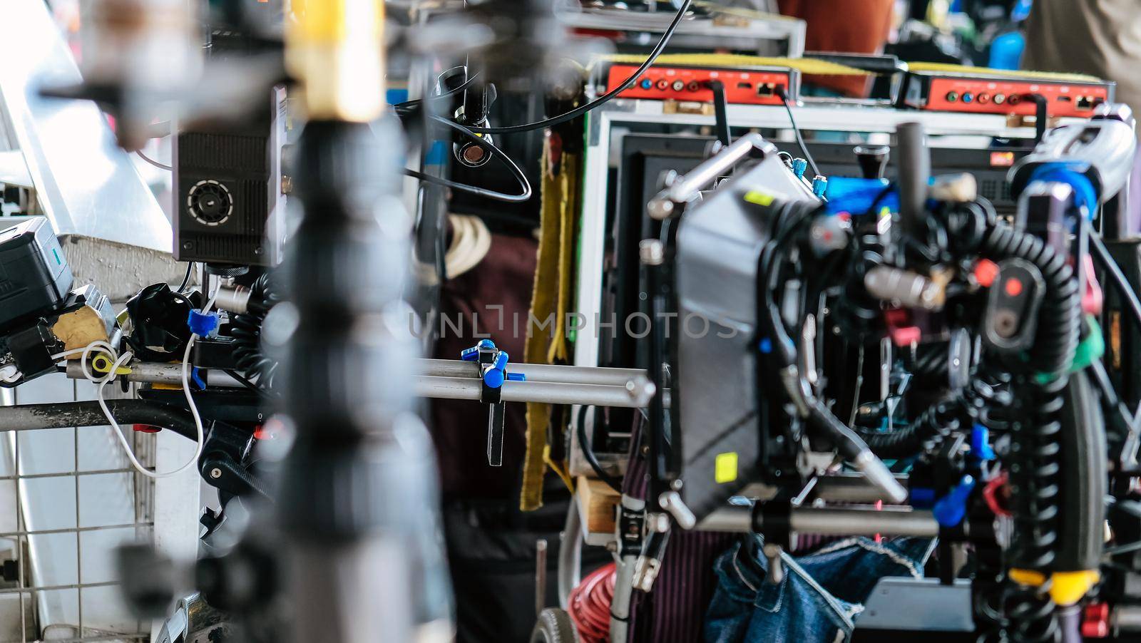 detail of Video camera , film crew production, behind the scenes background