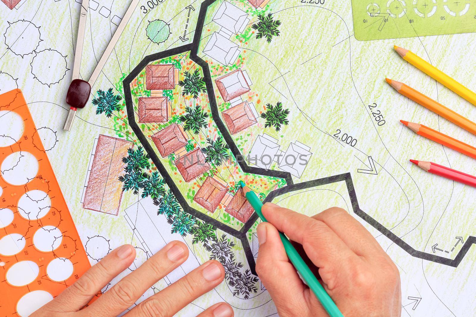 Landscape architecture design garden plan for housing development