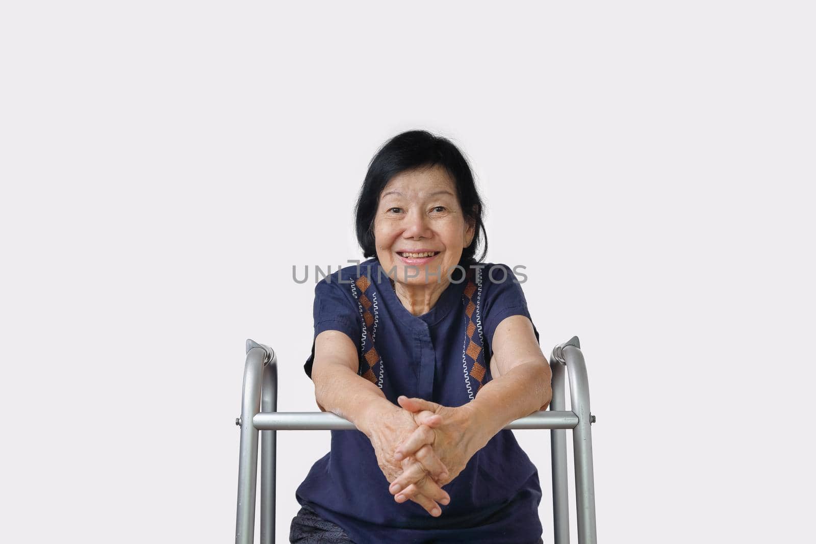 Happy asian woman relaxing at home , isolate on white background.