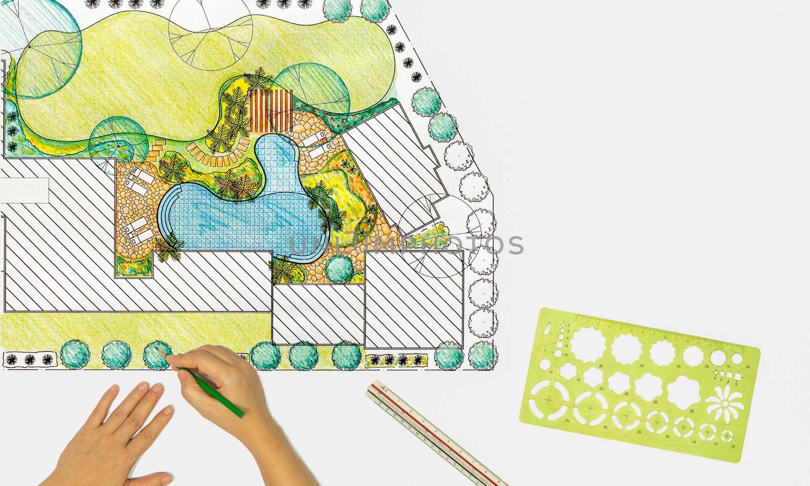 Landscape architect design backyard plan for villa