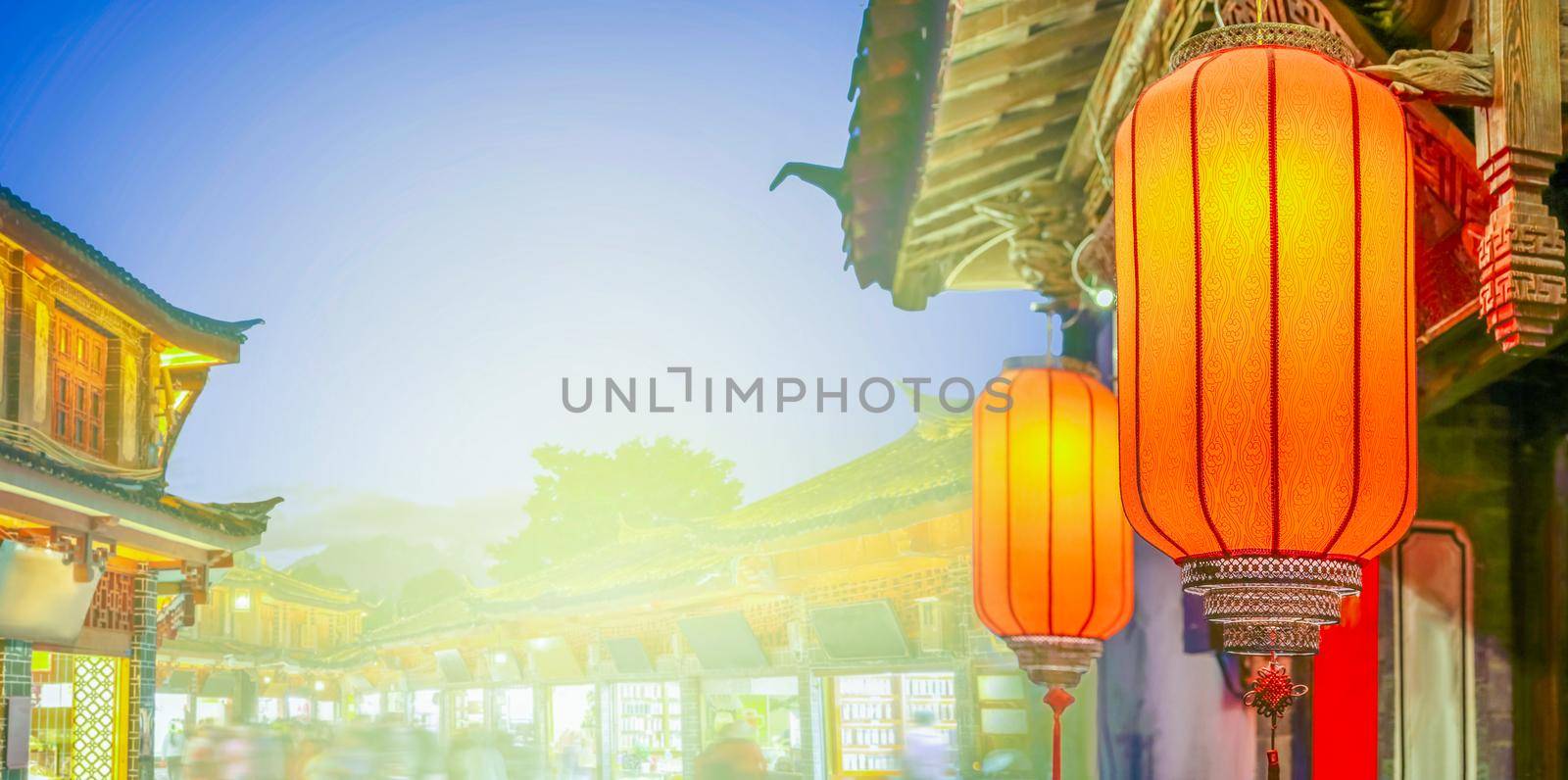 Lijiang old town in the evening with crowed tourist ,Yunnan China by toa55