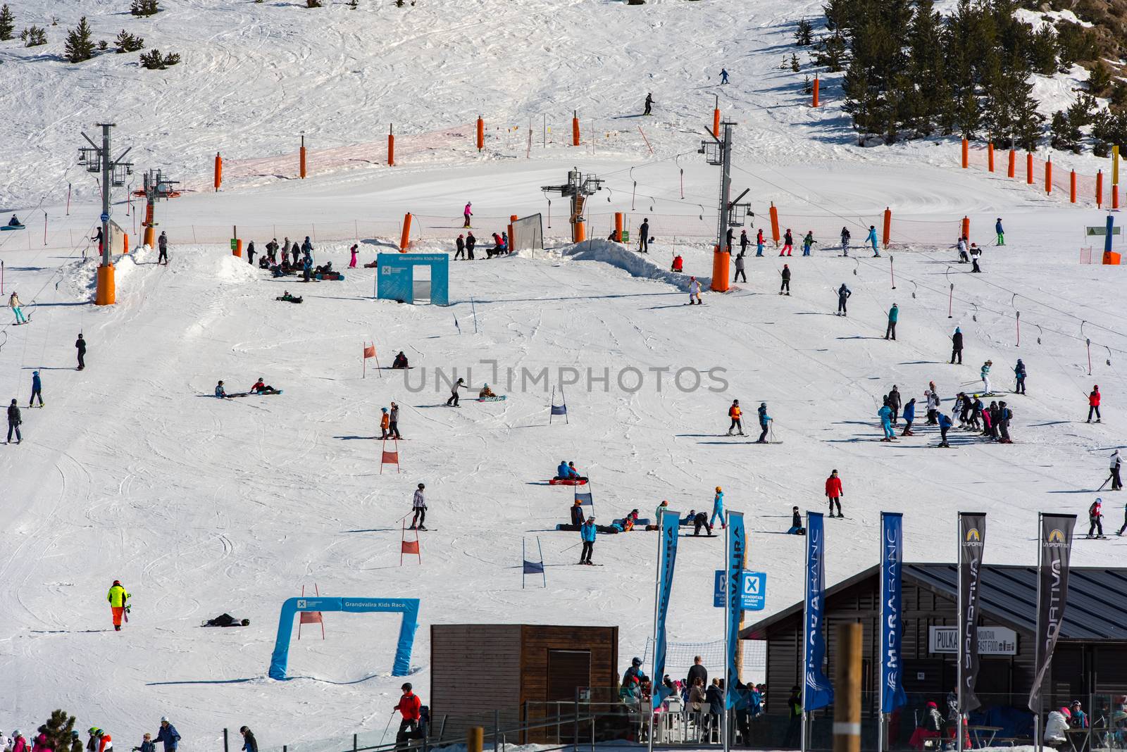 Grau Roig, Andorra : 2018 December 8 : Sunny Day in Grau Roig in the Grandvalira Ski Station in Andorra.
