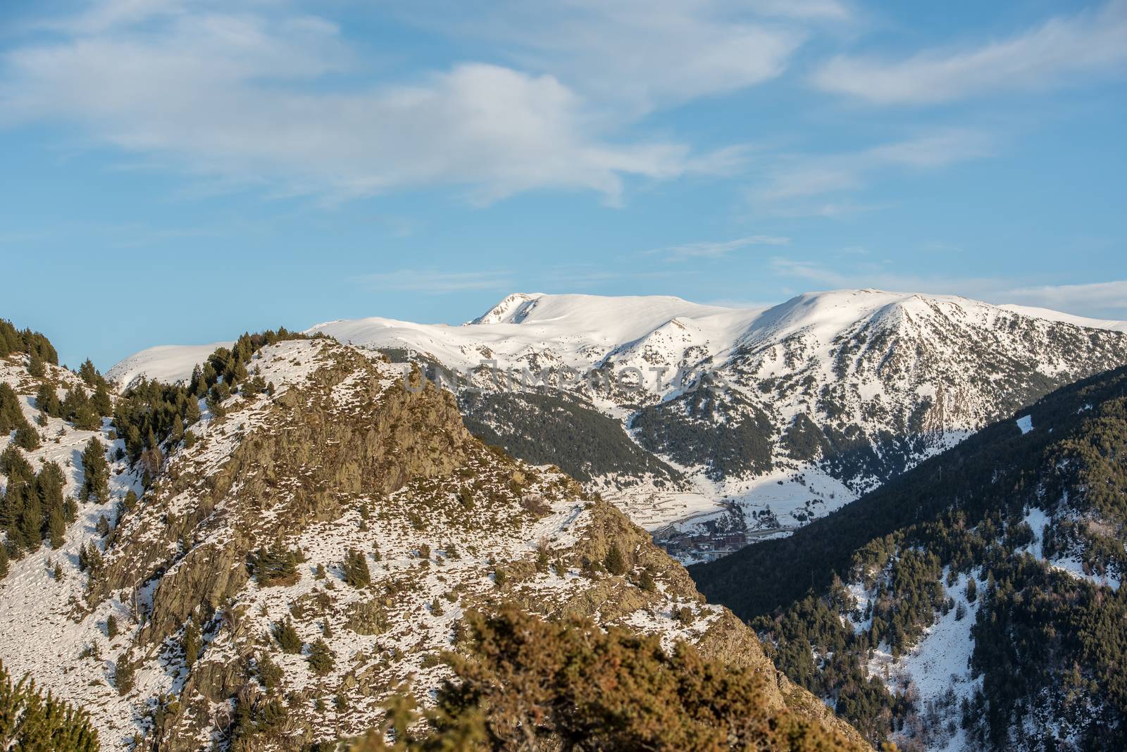 Views of a sunset in the mountains of Andorra. Bordes de l Armiana.
