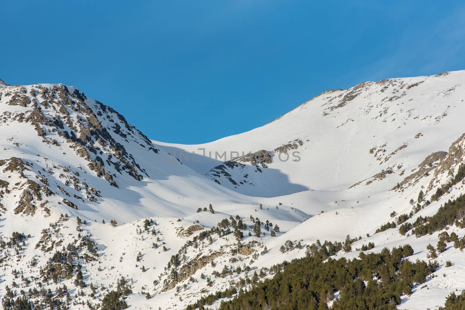 Views of a sunset in the mountains of Andorra. Bordes de l Armiana.