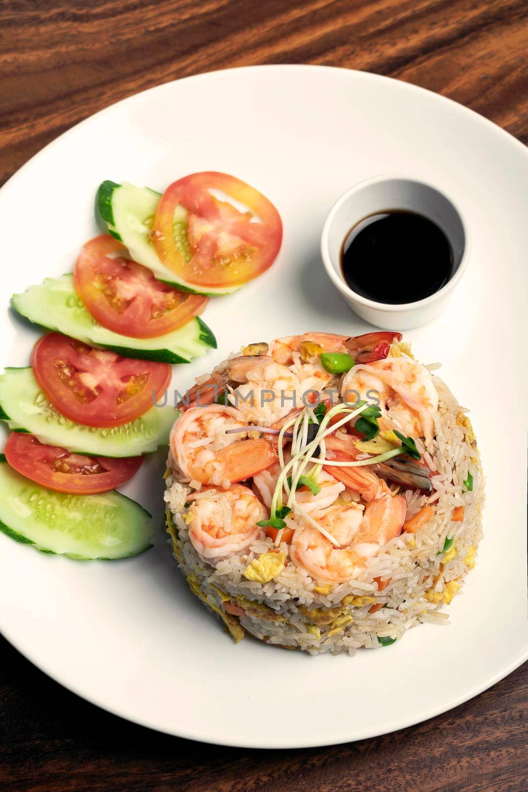 thai shrimp seafood fried rice traditional meal in bangkok restaurant thailand