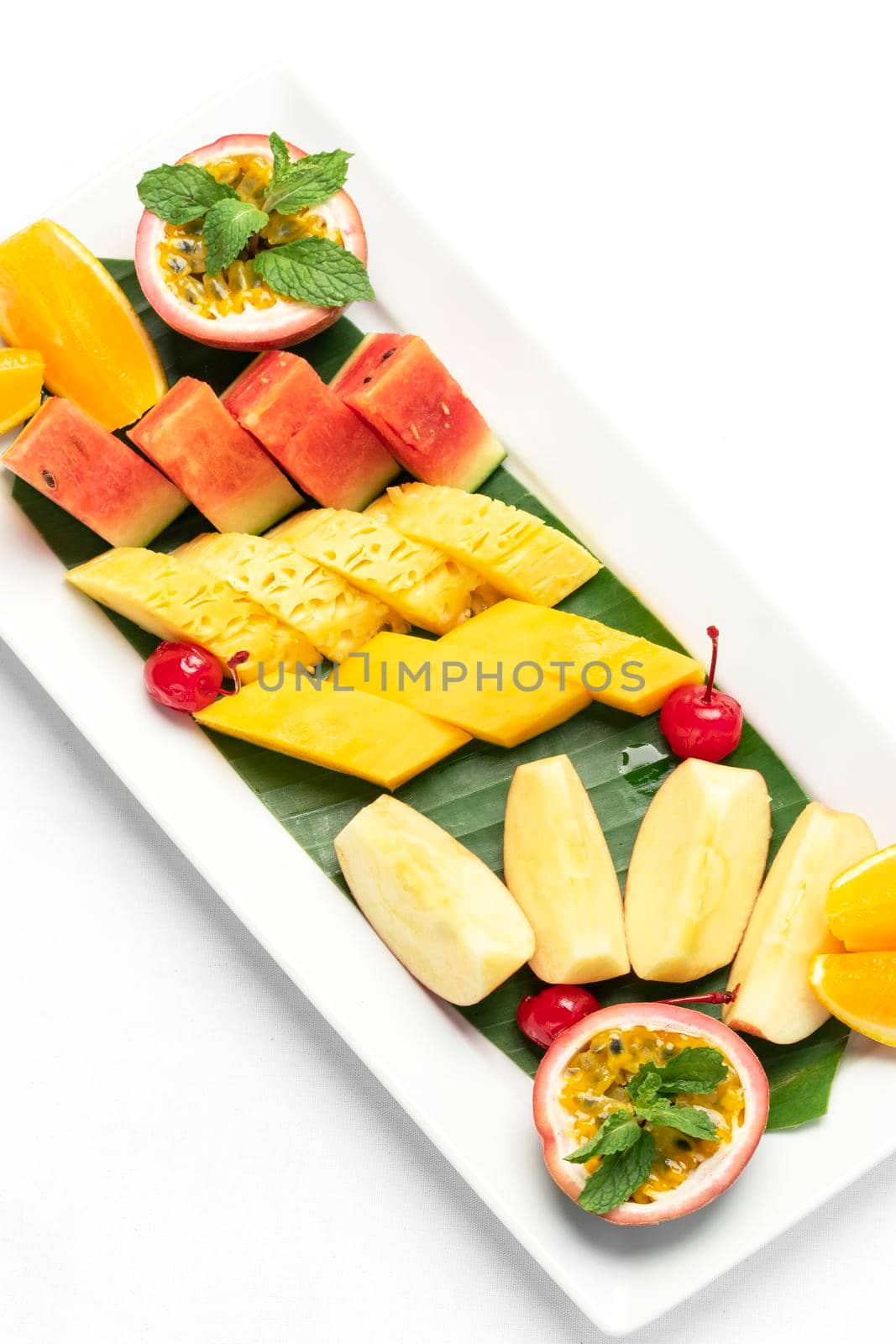 mixed fresh cut organic fruit salad platter