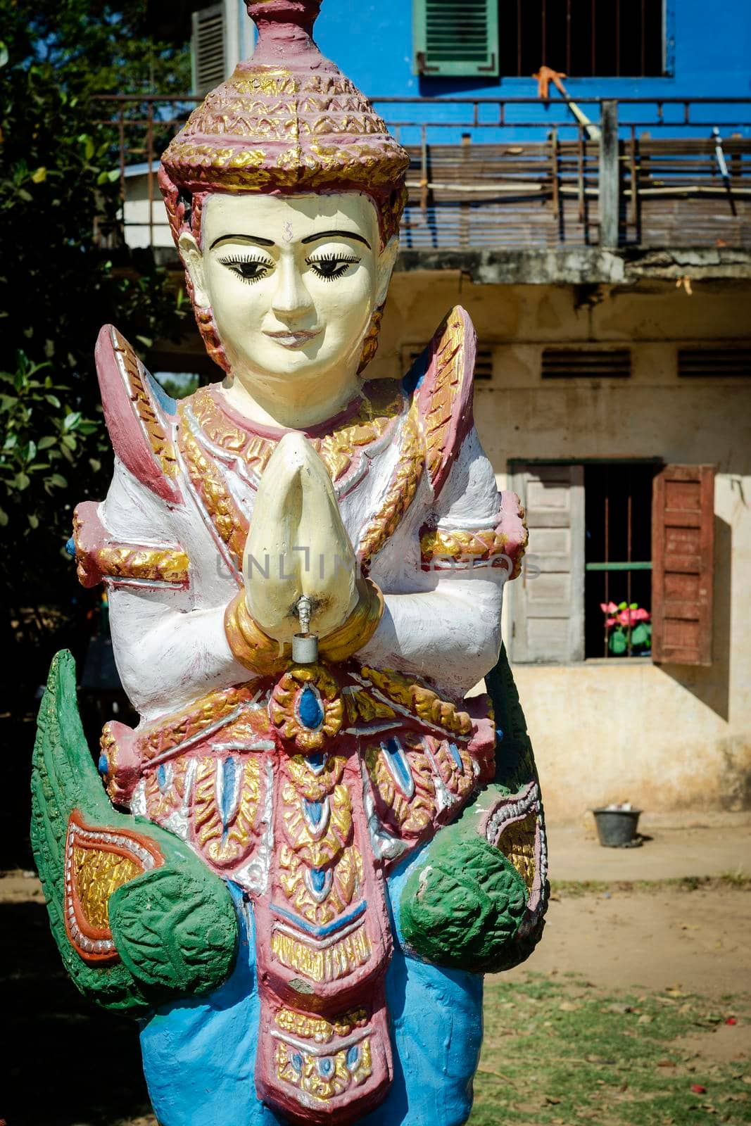 Buddhist religious statue at Kal Province Pagoda in Cambodia