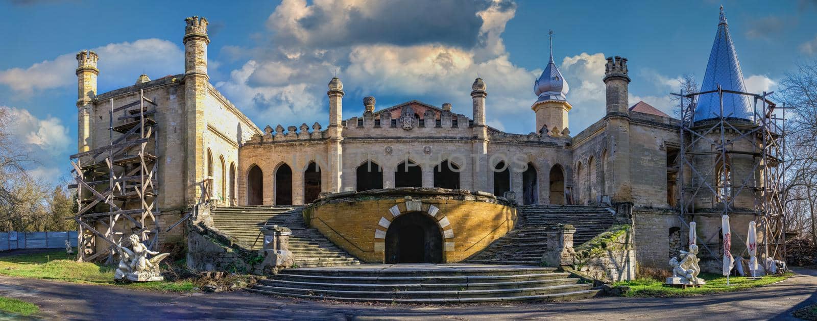 Ruined Kuris manor or Kuris castle in the Petrovka village, Odessa region, Ukraine.