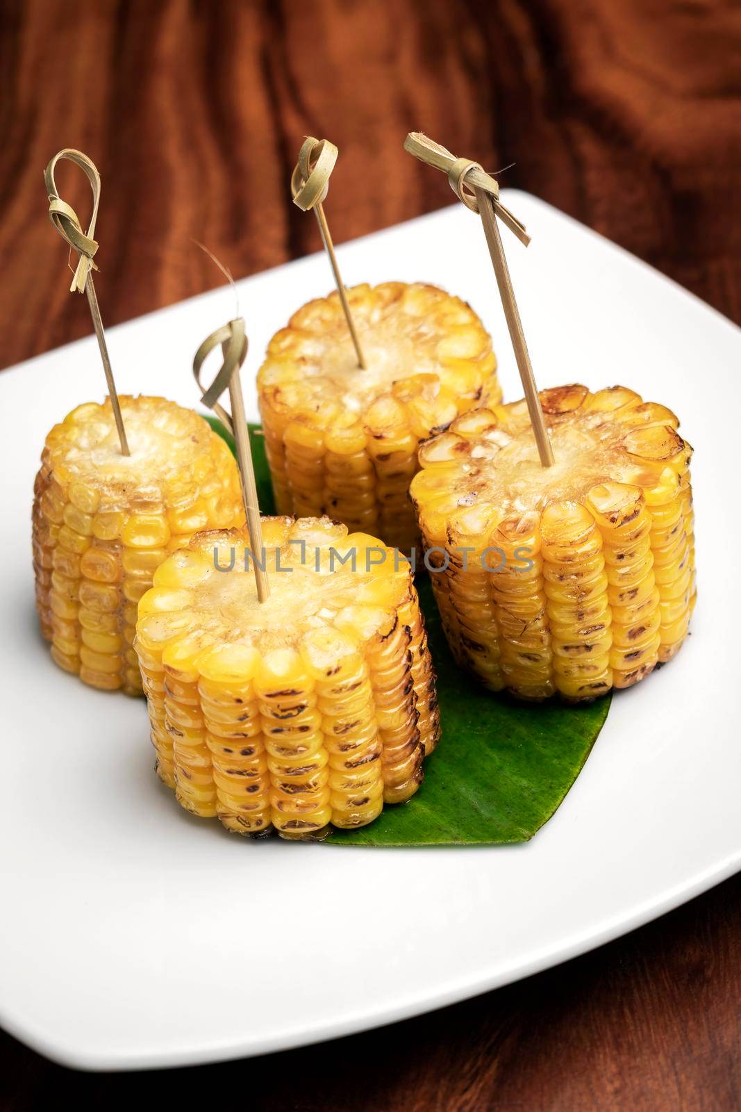 sweet corn on the cob vegetarian tapas snack food
