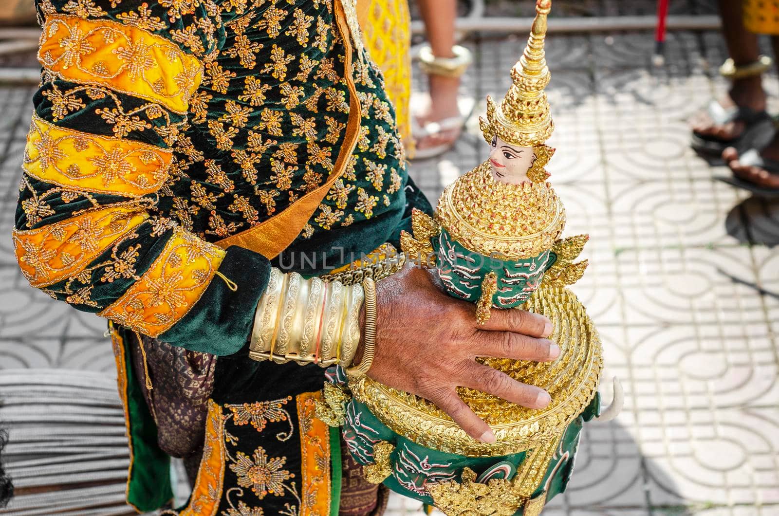 traditional lakhon khol mask dance costume in Svay Andet cambodia by jackmalipan