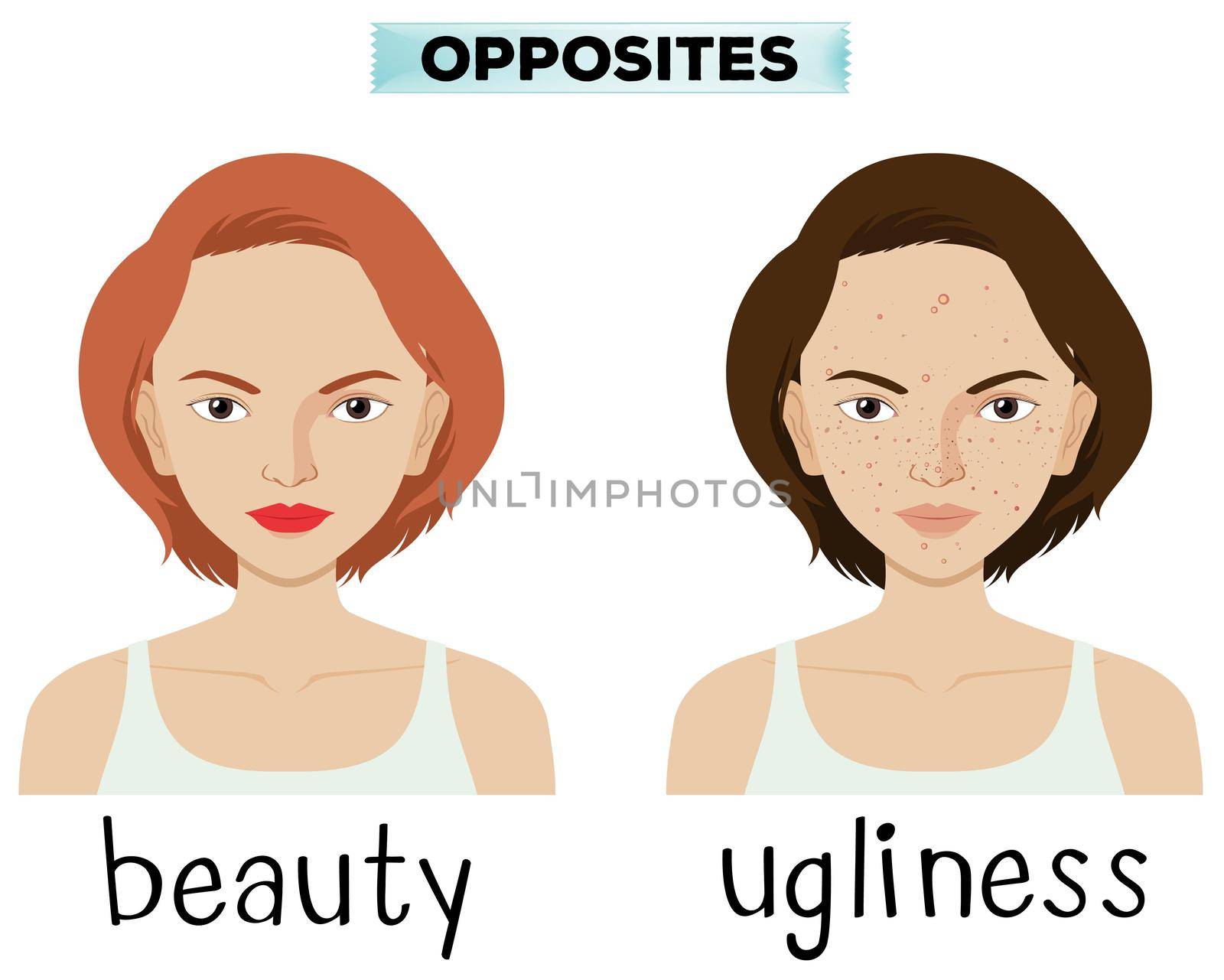 Opposite words for beauty and ugliness by iimages