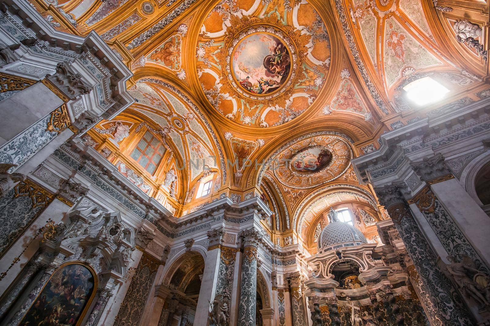 VENICE, ITALY, APRIL 23, 2018 : interiors and architectural details of chiesa I Gesuiti, april 23, 2018,  in Venice, italy