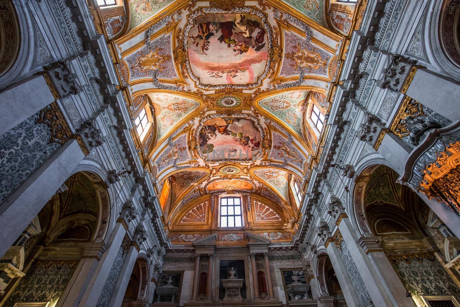 VENICE, ITALY, APRIL 23, 2018 : interiors and architectural details of chiesa I Gesuiti, april 23, 2018,  in Venice, italy