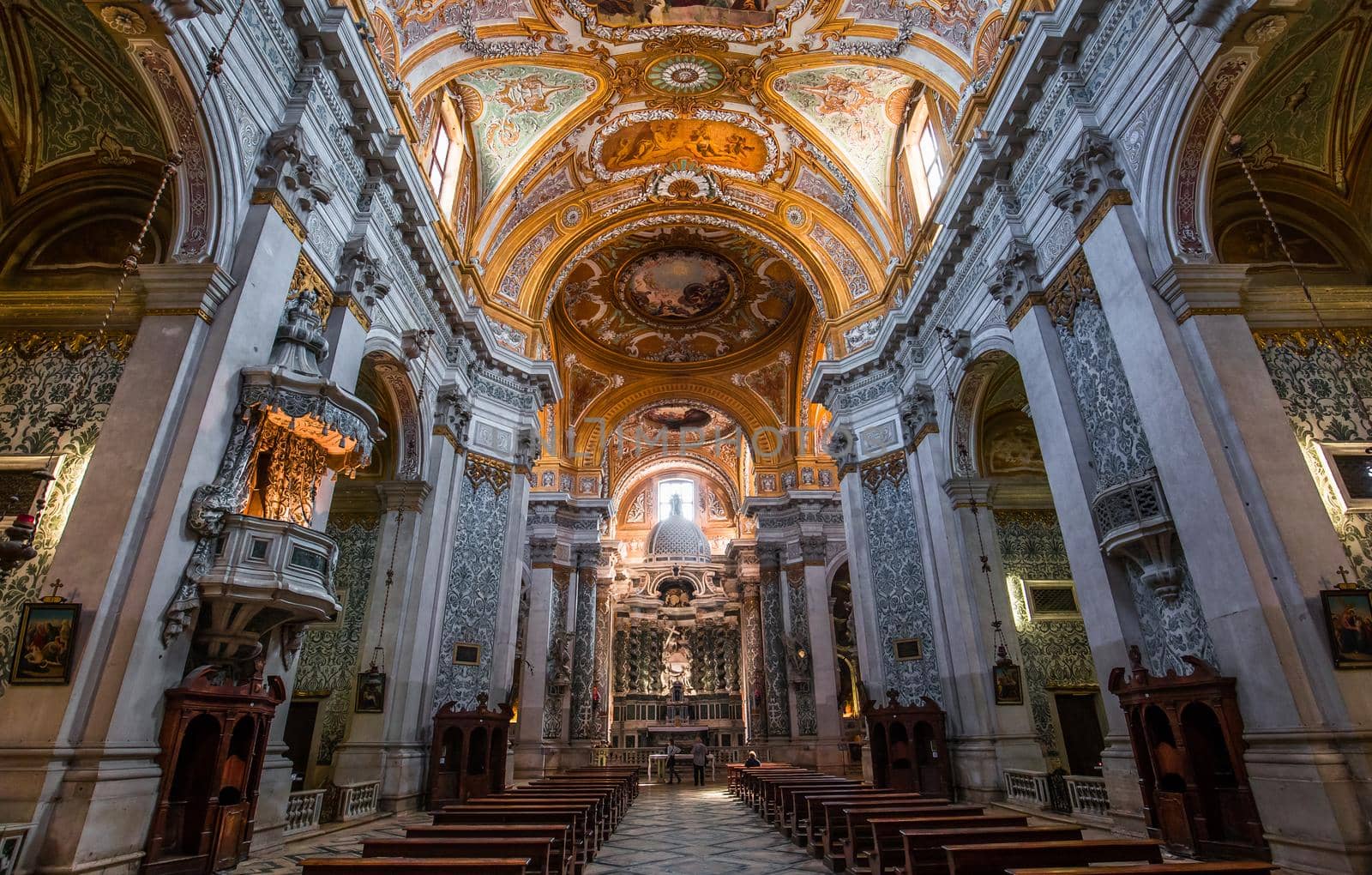 VENICE, ITALY, APRIL 23, 2018 : interiors and architectural details of chiesa I Gesuiti, april 23, 2018,  in Venice, italy