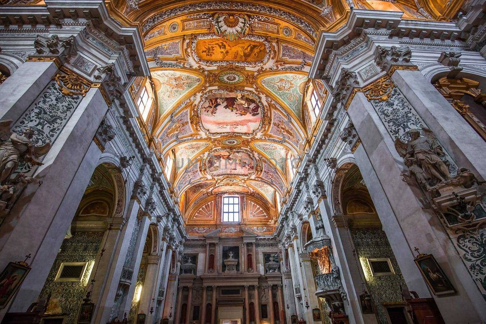 VENICE, ITALY, APRIL 23, 2018 : interiors and architectural details of chiesa I Gesuiti, april 23, 2018,  in Venice, italy