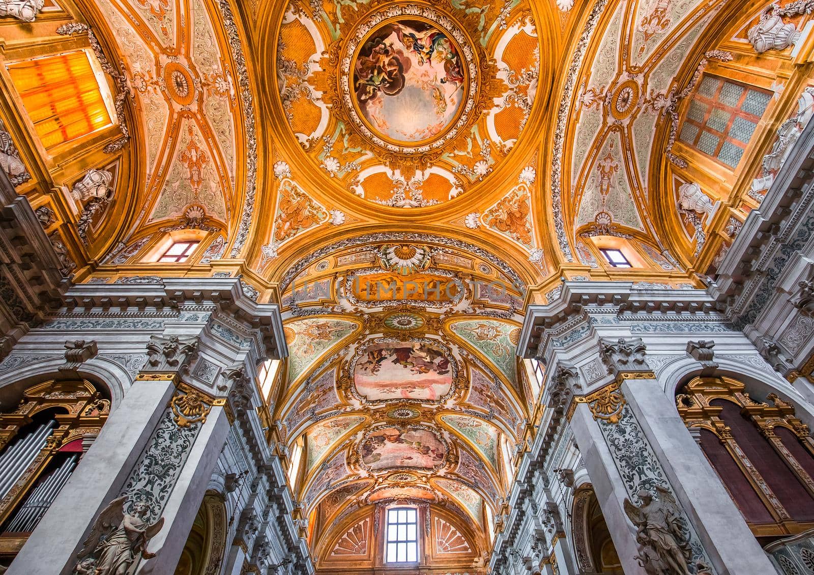 VENICE, ITALY, APRIL 23, 2018 : interiors and architectural details of chiesa I Gesuiti, april 23, 2018,  in Venice, italy