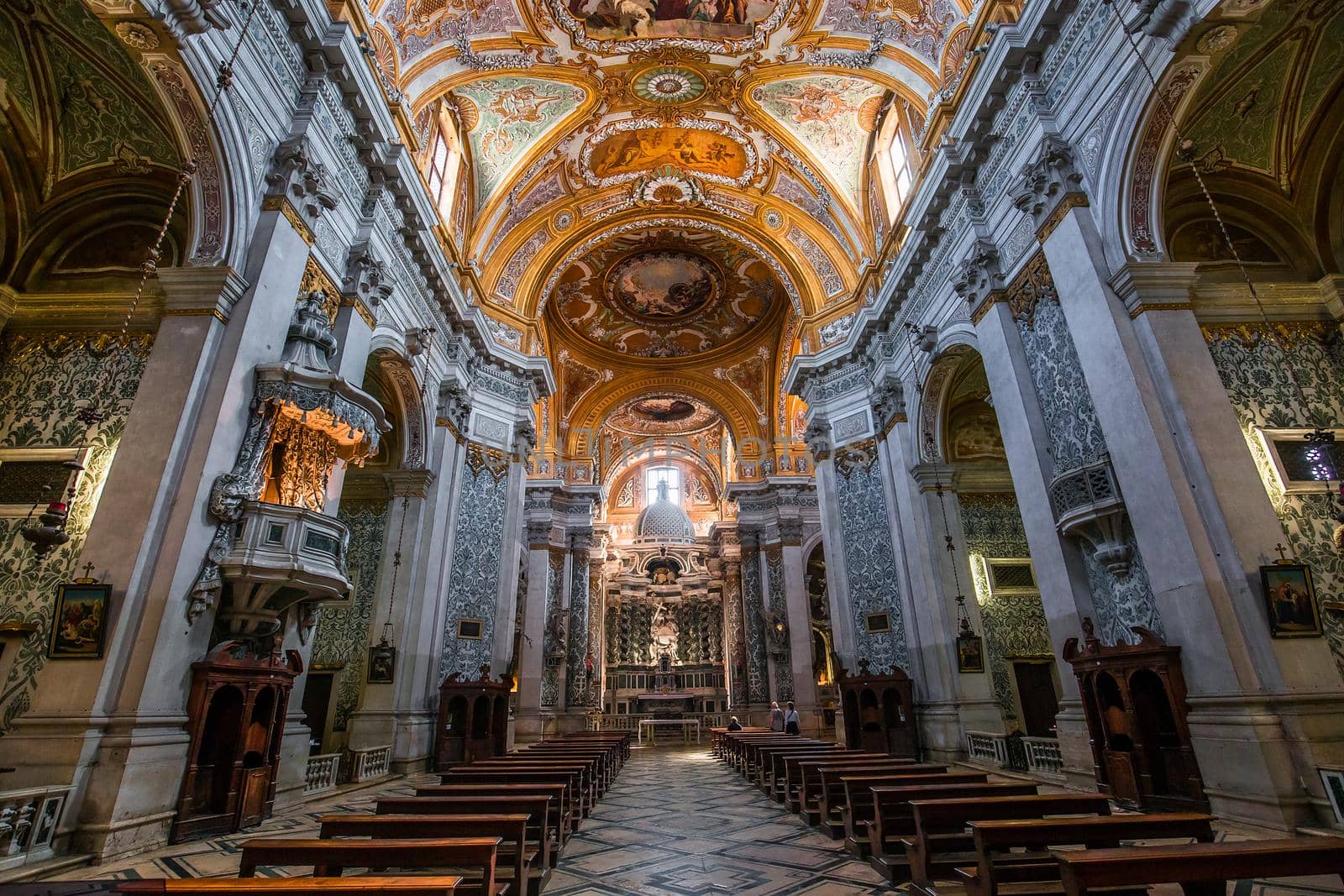 VENICE, ITALY, APRIL 23, 2018 : interiors and architectural details of chiesa I Gesuiti, april 23, 2018,  in Venice, italy