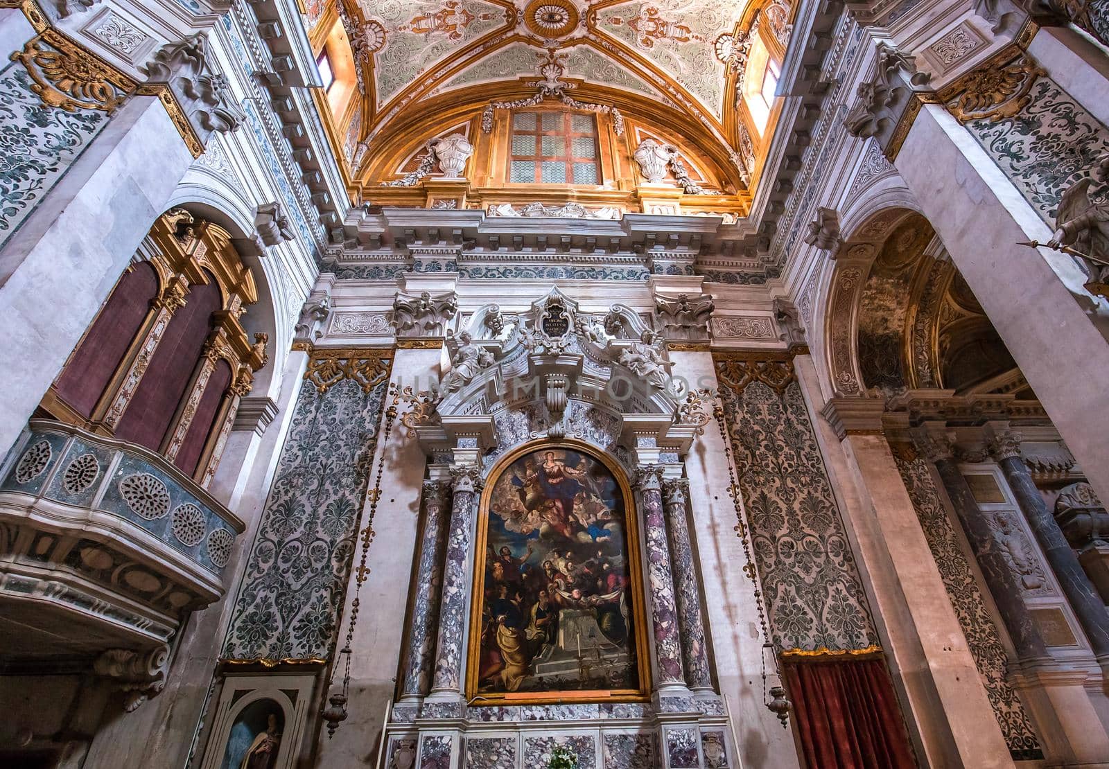 VENICE, ITALY, APRIL 23, 2018 : interiors and architectural details of chiesa I Gesuiti, april 23, 2018,  in Venice, italy