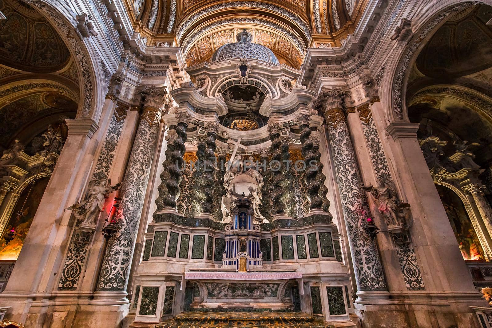 VENICE, ITALY, APRIL 23, 2018 : interiors and architectural details of chiesa I Gesuiti, april 23, 2018,  in Venice, italy