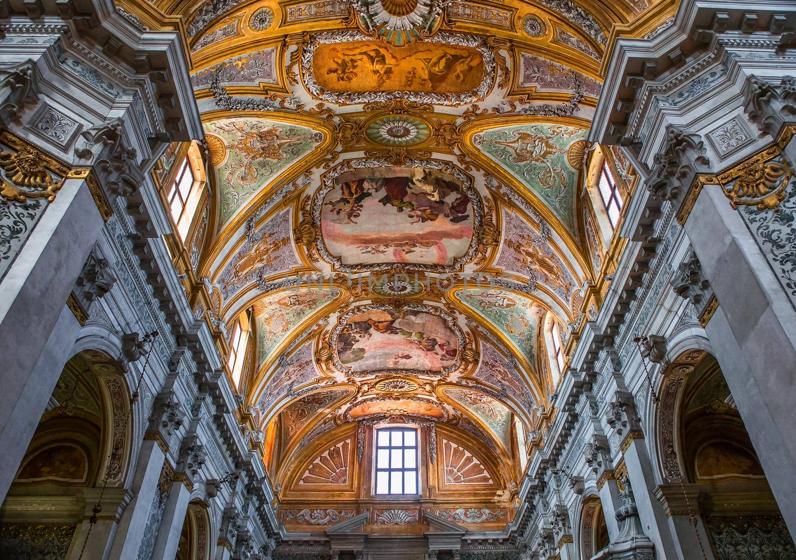 VENICE, ITALY, APRIL 23, 2018 : interiors and architectural details of chiesa I Gesuiti, april 23, 2018,  in Venice, italy