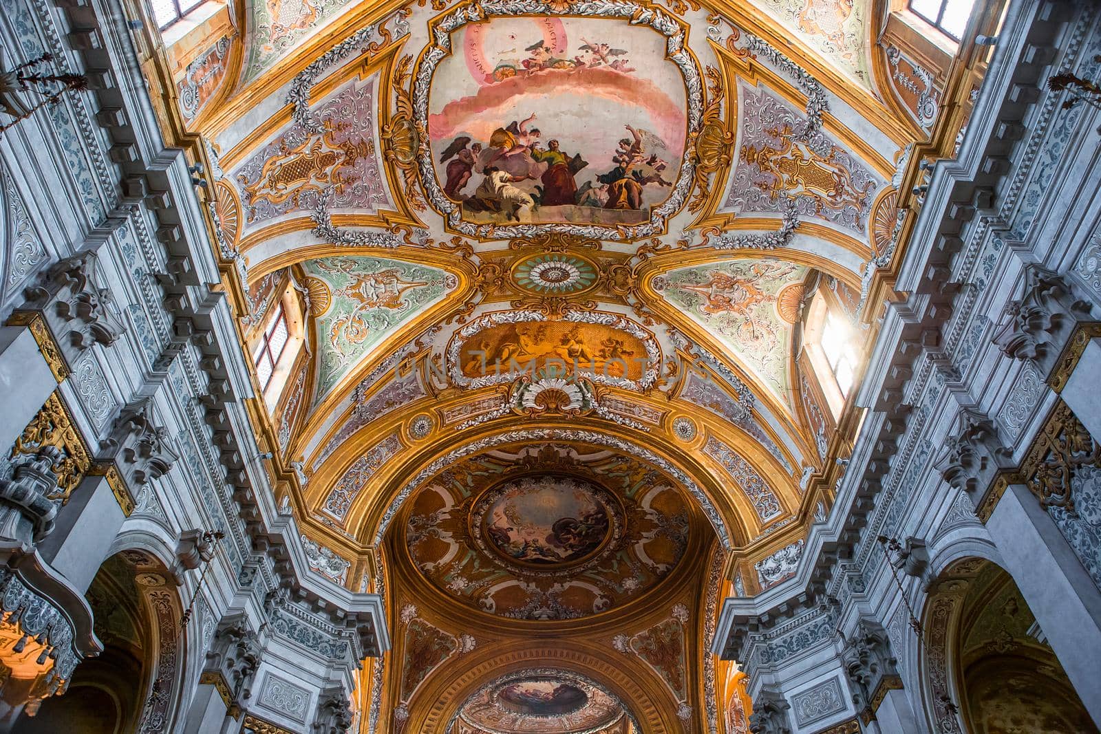 VENICE, ITALY, APRIL 23, 2018 : interiors and architectural details of chiesa I Gesuiti, april 23, 2018,  in Venice, italy