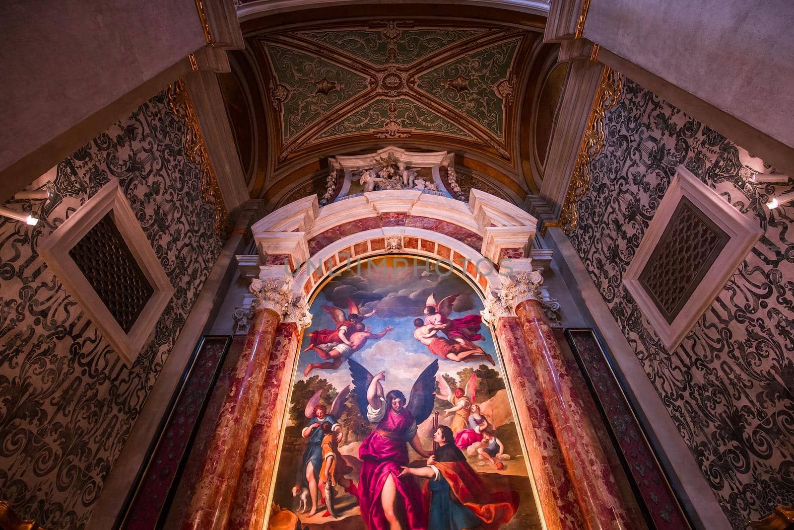 VENICE, ITALY, APRIL 23, 2018 : interiors and architectural details of chiesa I Gesuiti, april 23, 2018,  in Venice, italy