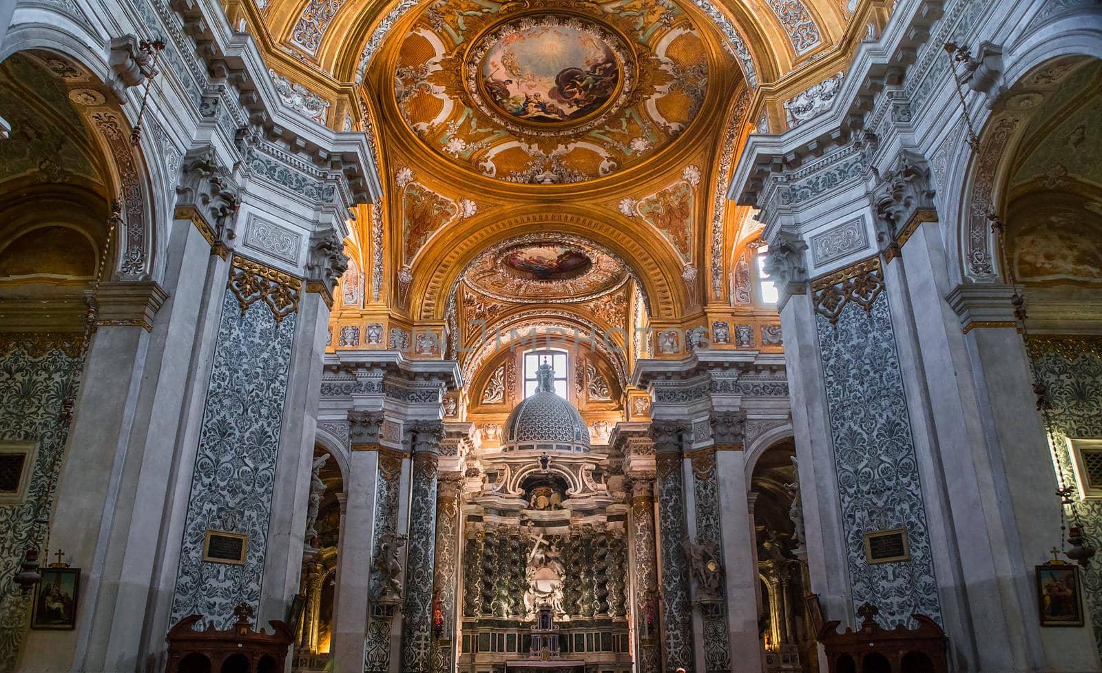 VENICE, ITALY, APRIL 23, 2018 : interiors and architectural details of chiesa I Gesuiti, april 23, 2018,  in Venice, italy