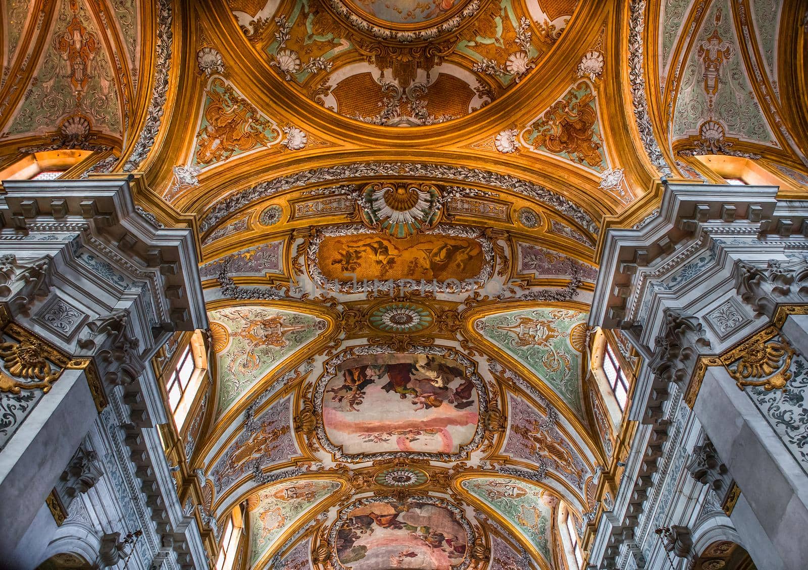 VENICE, ITALY, APRIL 23, 2018 : interiors and architectural details of chiesa I Gesuiti, april 23, 2018,  in Venice, italy