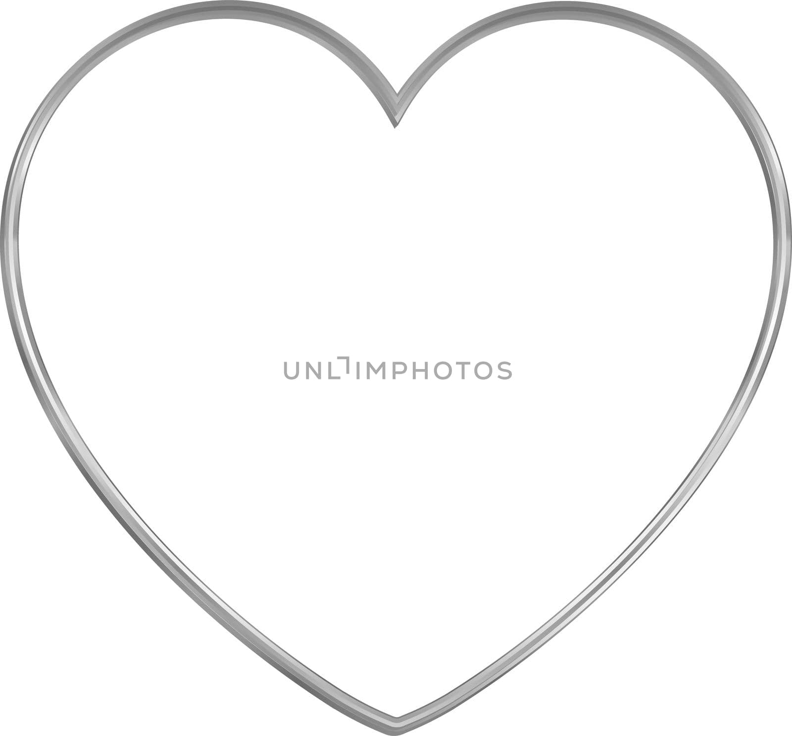 Outline of a large heart in gray on a white background