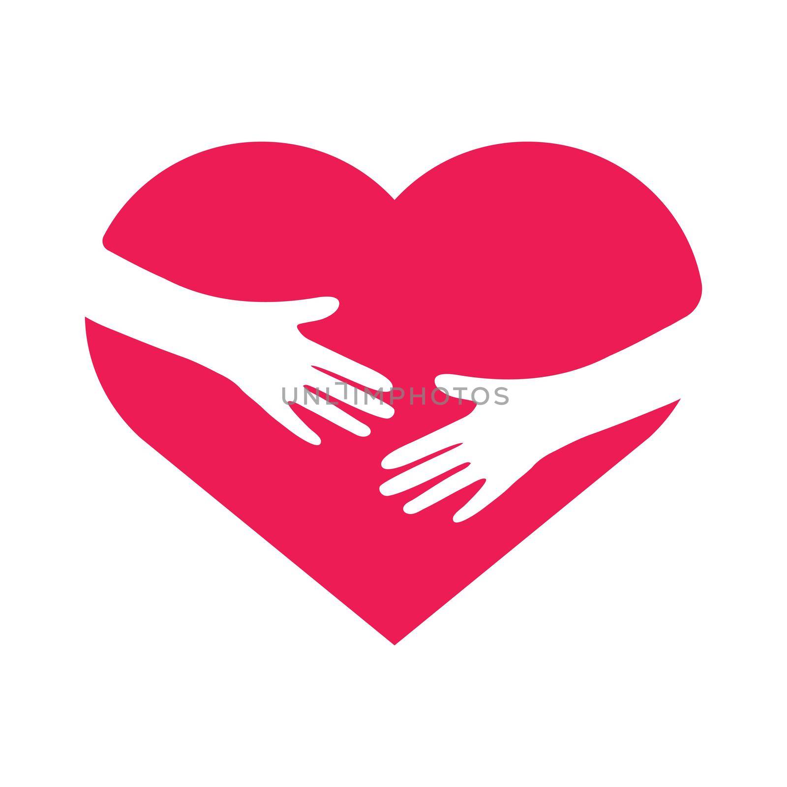 Hand embracing heart. Love yourself concept. Volunteer support flat sign. Vector illustration. by Elena_Garder