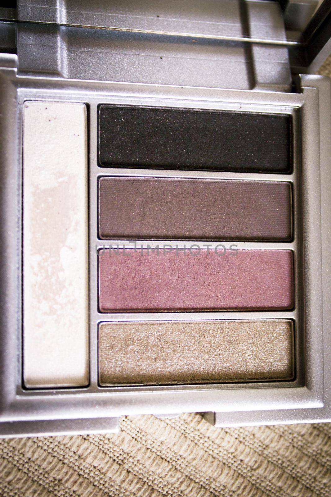 Eyeshadow palette in brown tones. No people