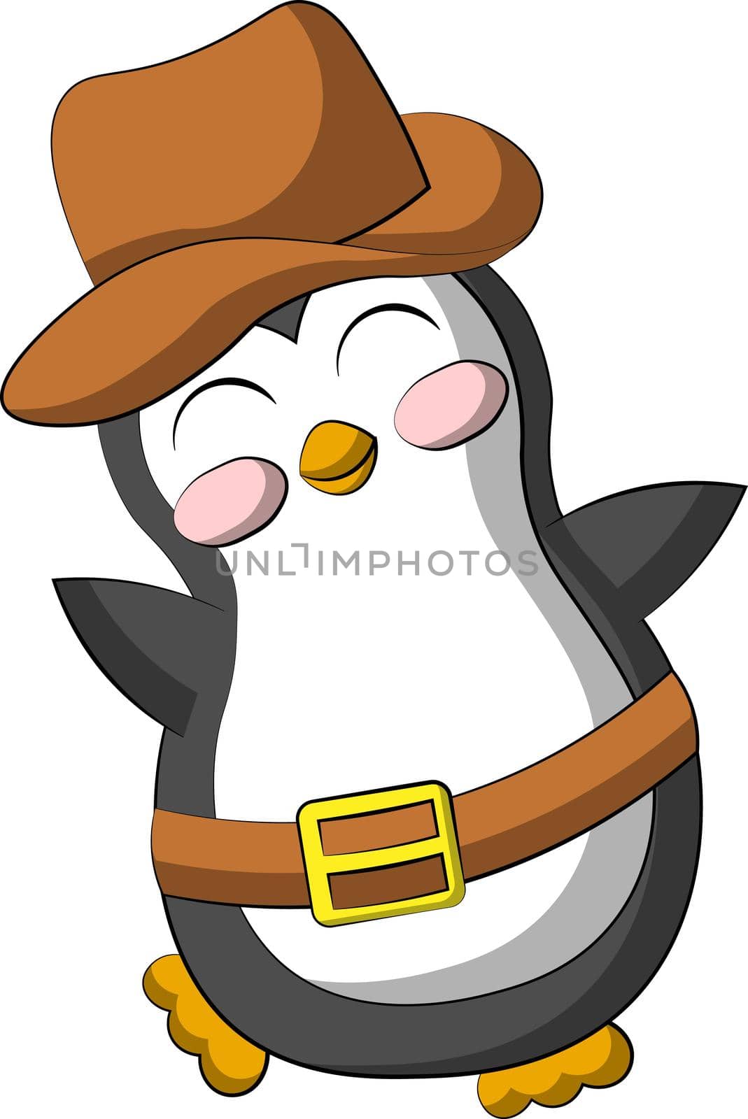 Cute cartoon Penguin Cowboy. Draw illustration in color by AnastasiaPen