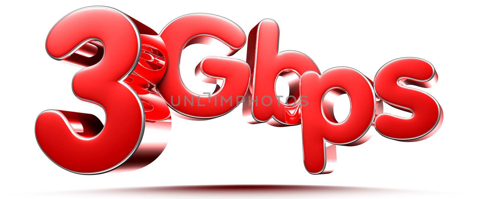 3D illustration 3 Gbps red circles isolated on a white background with clipping path. by thitimontoyai