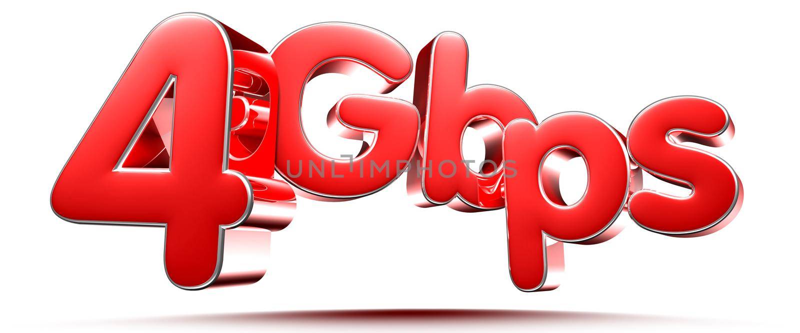 3D illustration 4 Gbps red circles isolated on a white background with clipping path.