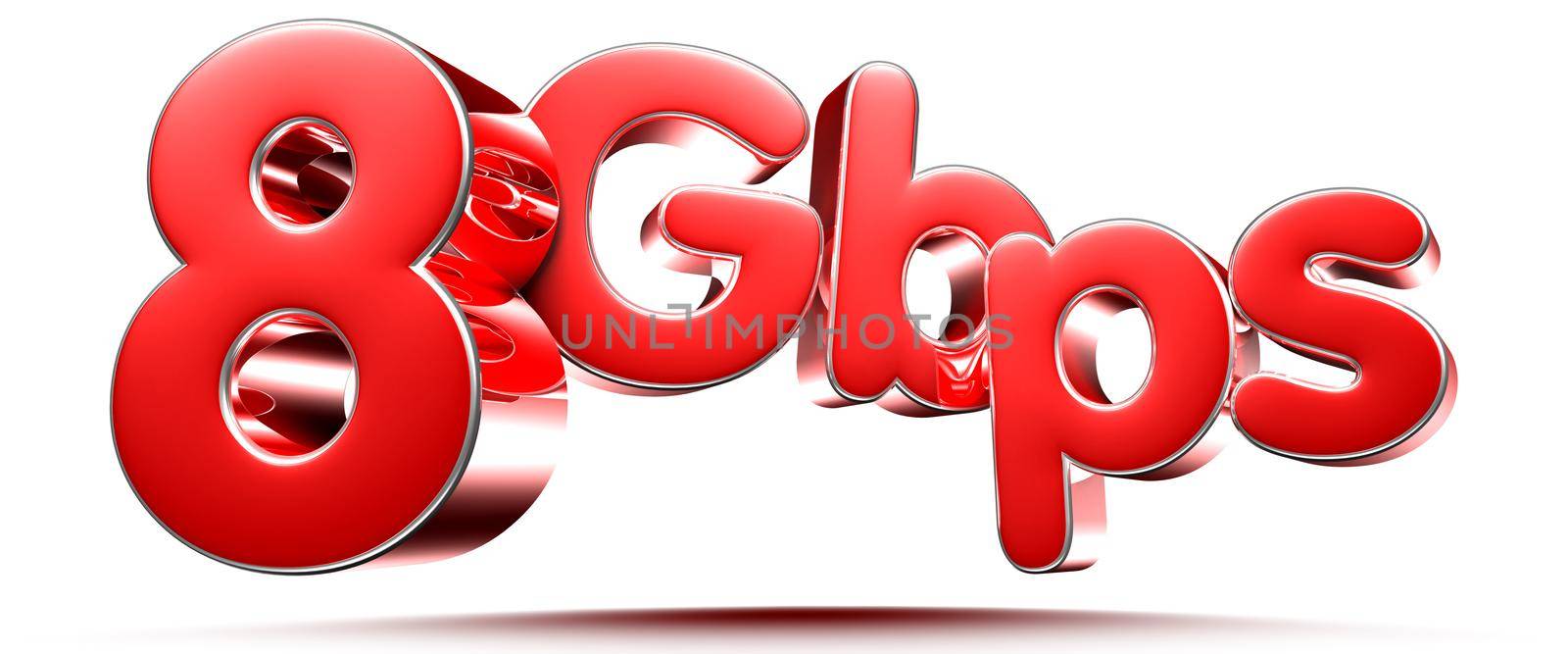 3D illustration 8 Gbps red circles isolated on a white background with clipping path. by thitimontoyai