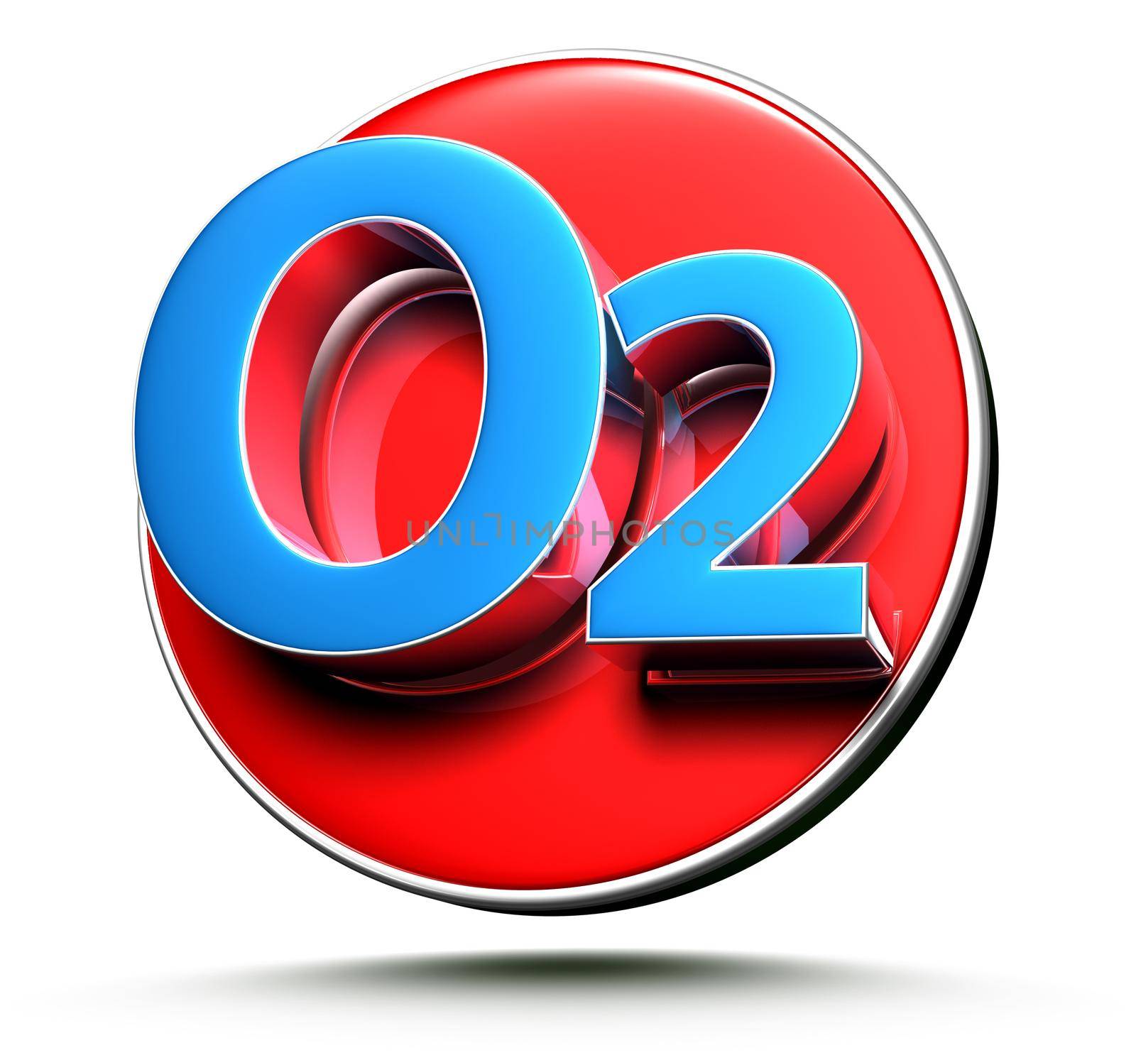 O2 3D illustration red circle sign on white background with clipping path. by thitimontoyai