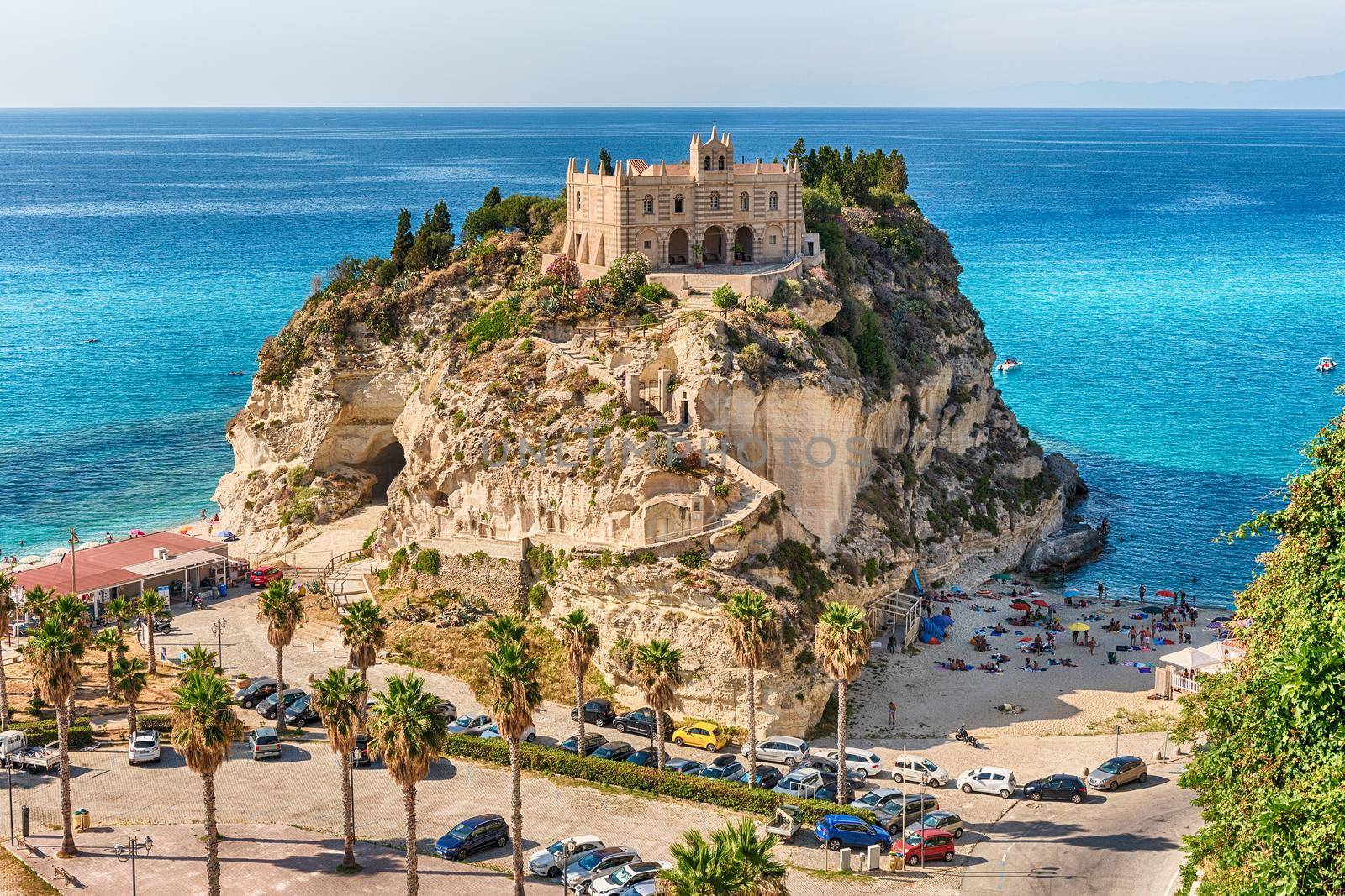 Church of Santa Maria dell'Isola in Tropea, a seaside resort located on the Gulf of Saint Euphemia, part of the Tyrrhenian Sea, Calabria, Italy