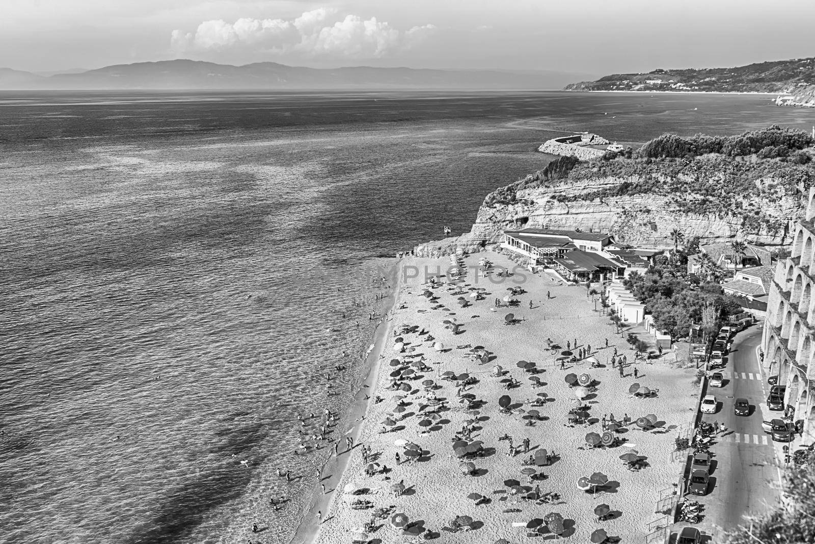 View over the main beach in Tropea, Calabria, Italy by marcorubino