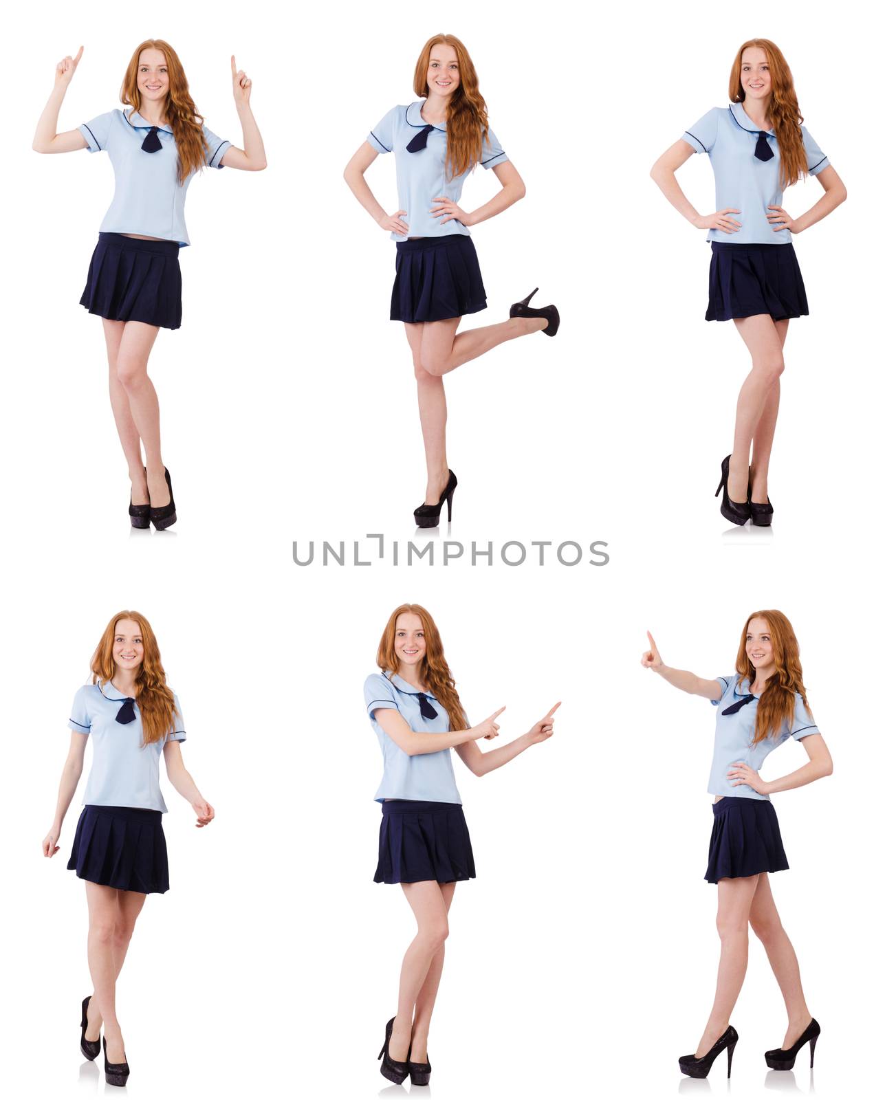 Schoolgirl isolated on the white