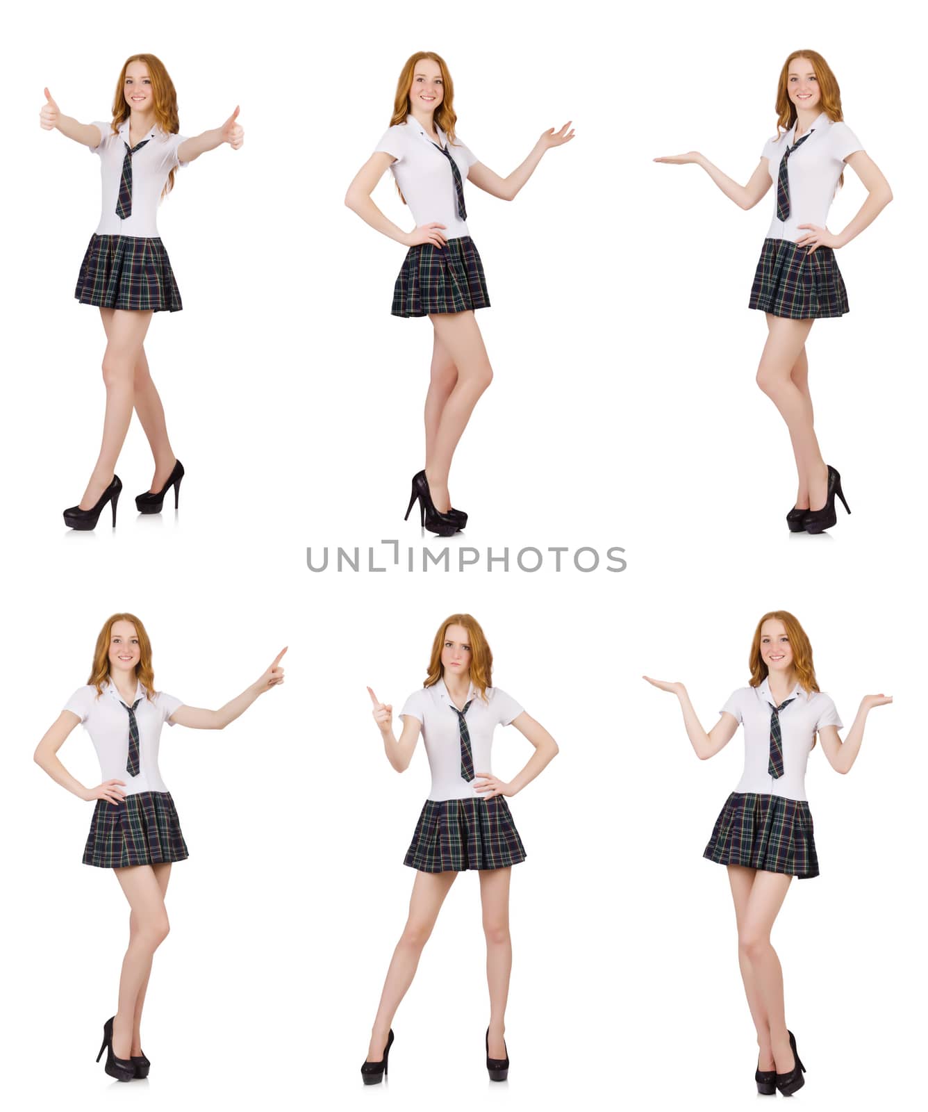 Young student female holding isolated on white