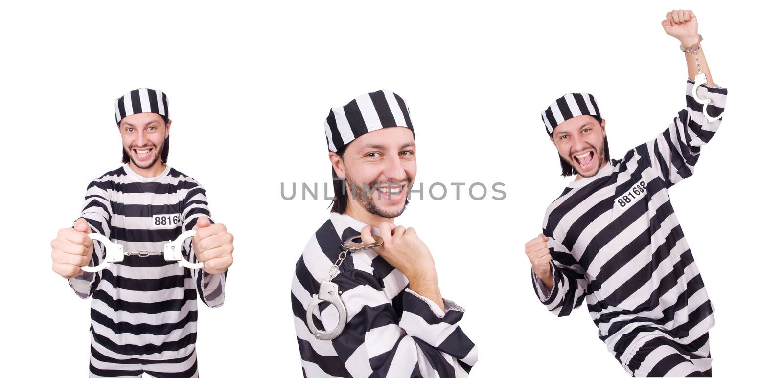 Prison inmate isolated on the white background