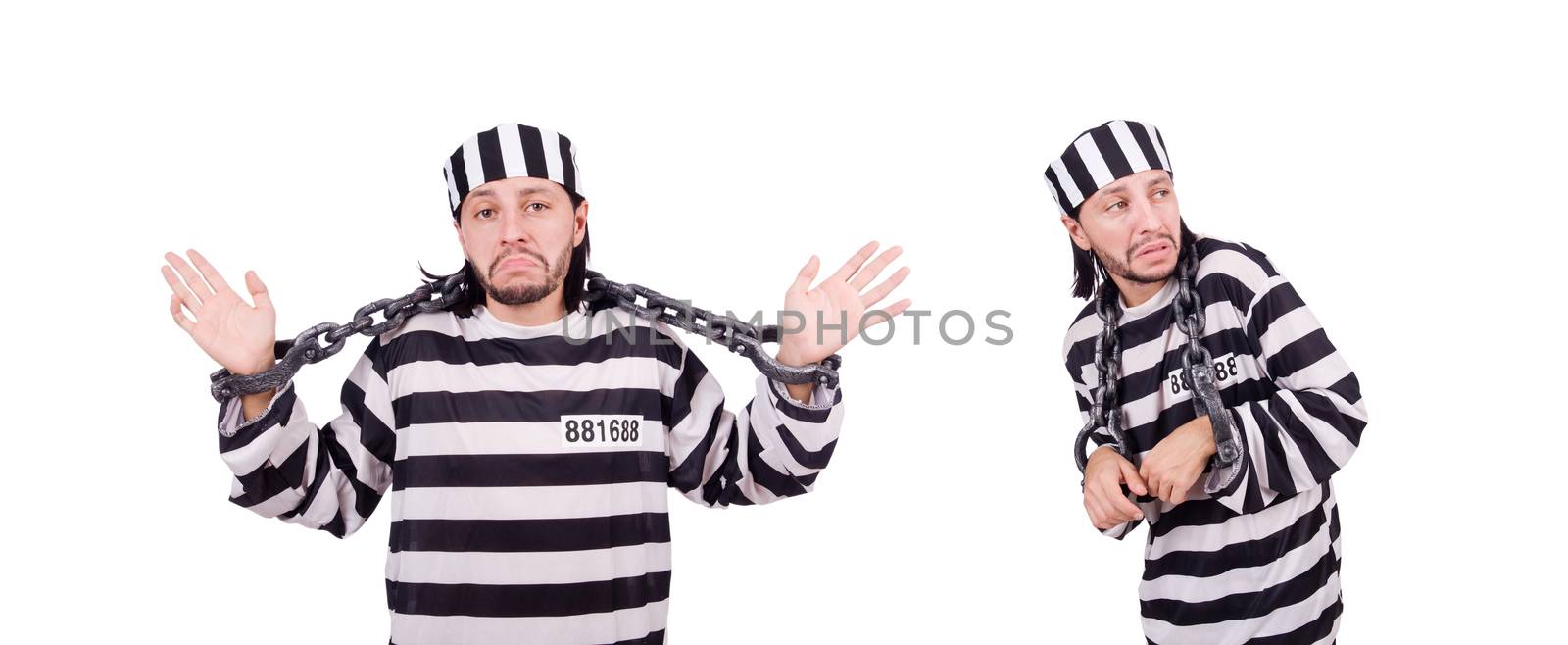 Prison inmate isolated on the white background