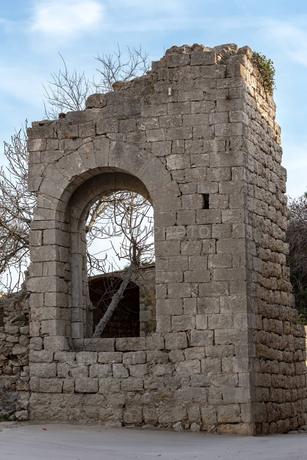 SANT MARTI DE AMPURIES, GIRONA, SPAIN : 2020 FEB 08 : SUNNY DAY IN CHURCH OF  SANT MARTI DE AMPURIESCH IN THE OLD TOWN IN SANT MARTI DE AMPURIES, GIRONA, SPAIN by martinscphoto