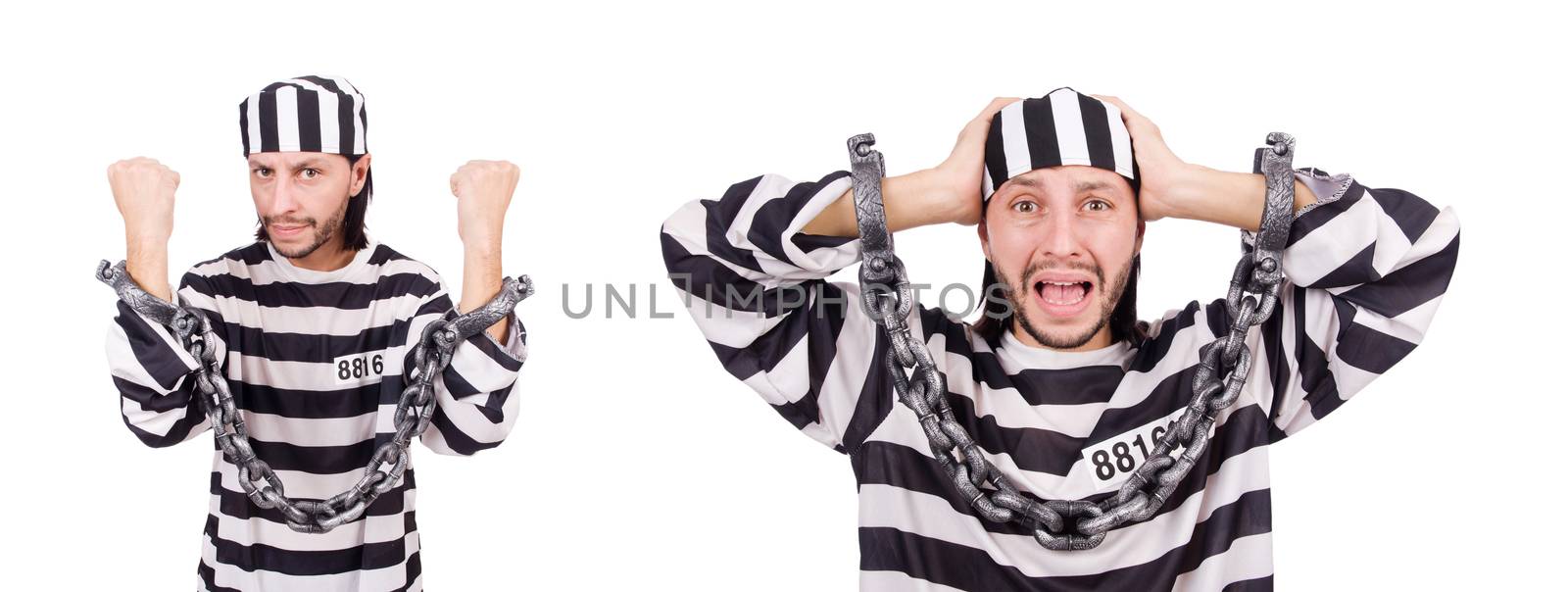 Prison inmate isolated on the white background