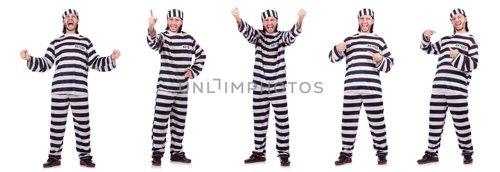 Prison inmate isolated on the white background