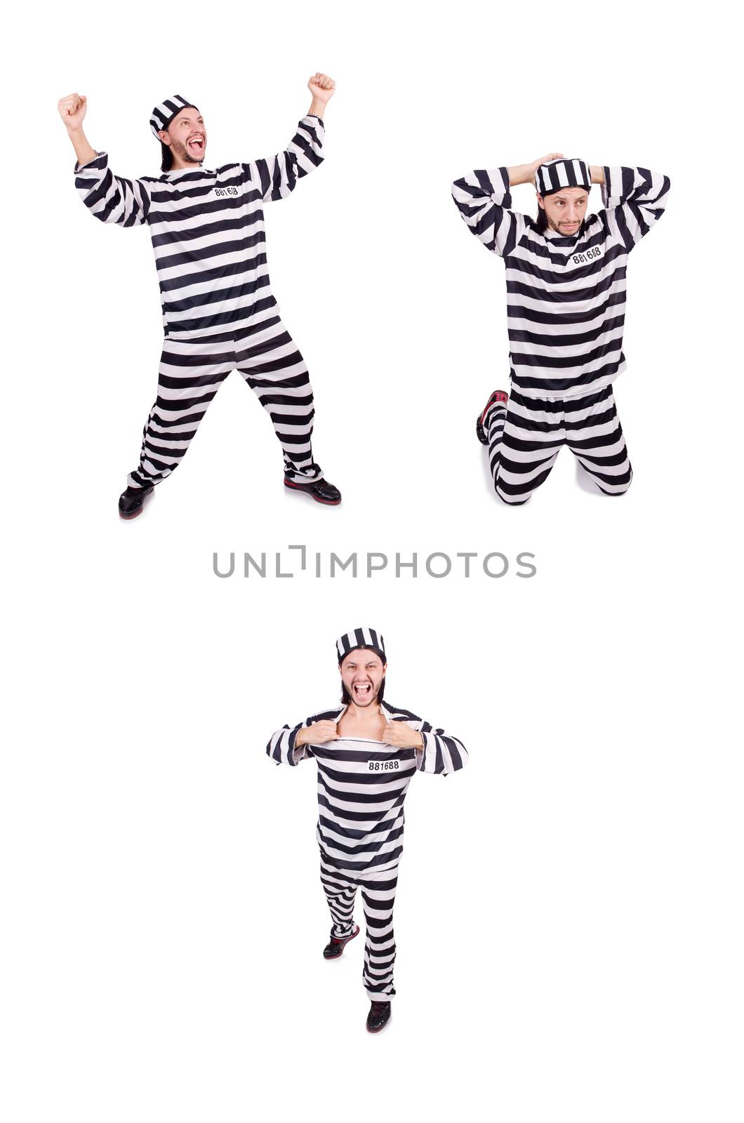 Prison inmate isolated on the white background