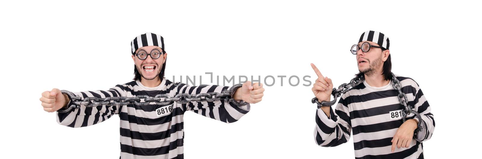 Prison inmate isolated on the white background