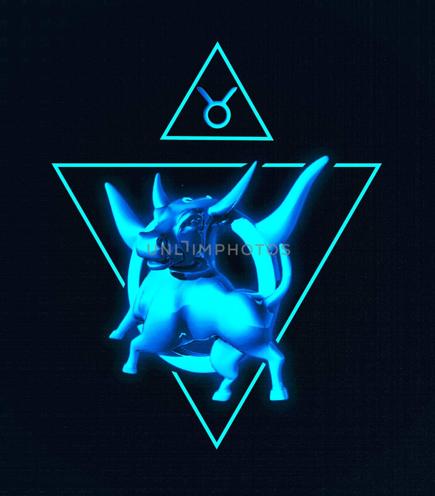 3d rendering of Taurus zodiac  Sign. Abstract night sky background .