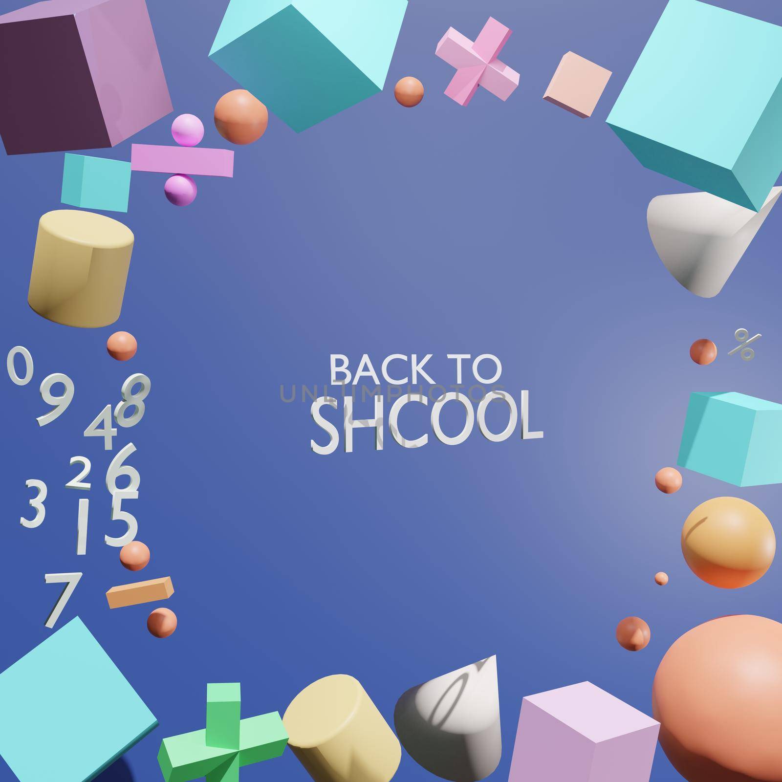 Abstract, mathematical notation and mathematical numbers contain the word BACK TO SCHOOL, a concept for the opening of the new semester School and educational institutions 3D rendering. by noppha80