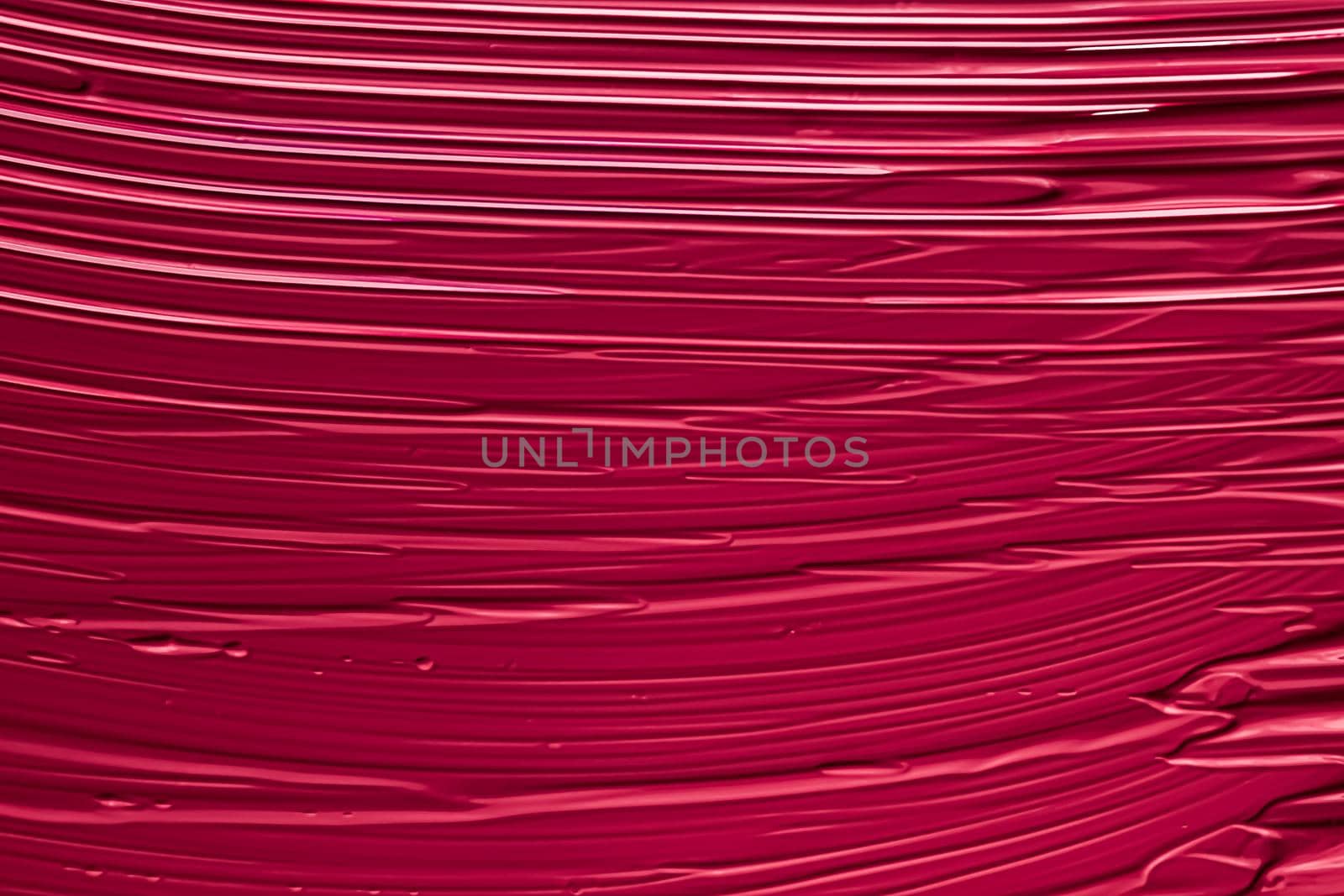 Red lipstick or lip gloss texture as cosmetic background, makeup and beauty cosmetics product for luxury brand, holiday flatlay backdrop or abstract wall art and paint strokes.